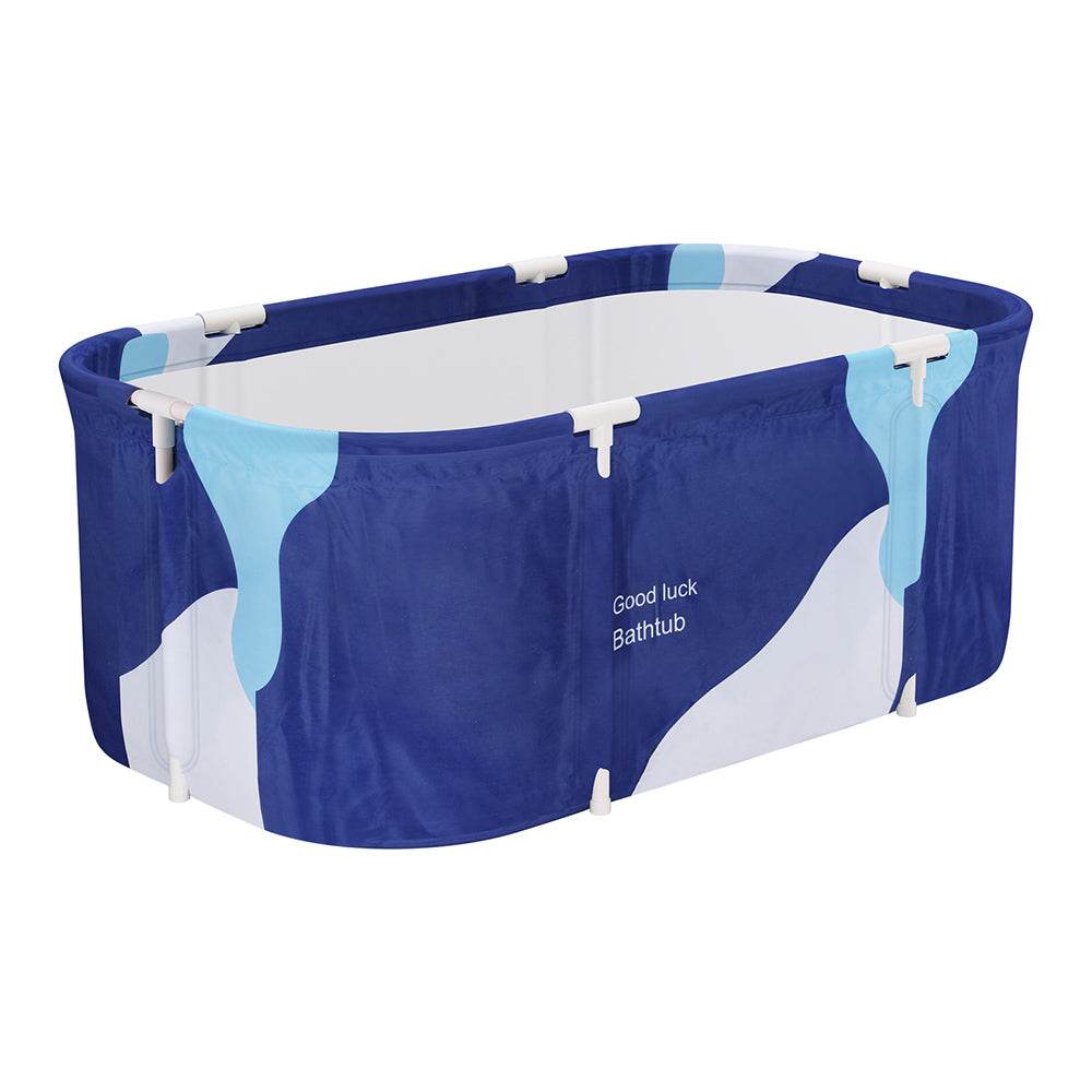 Weisshorn Foldable Bathtub PVC Spa Bucket Inflatable Cushion 114x62cm Navy Blue - Outdoorium