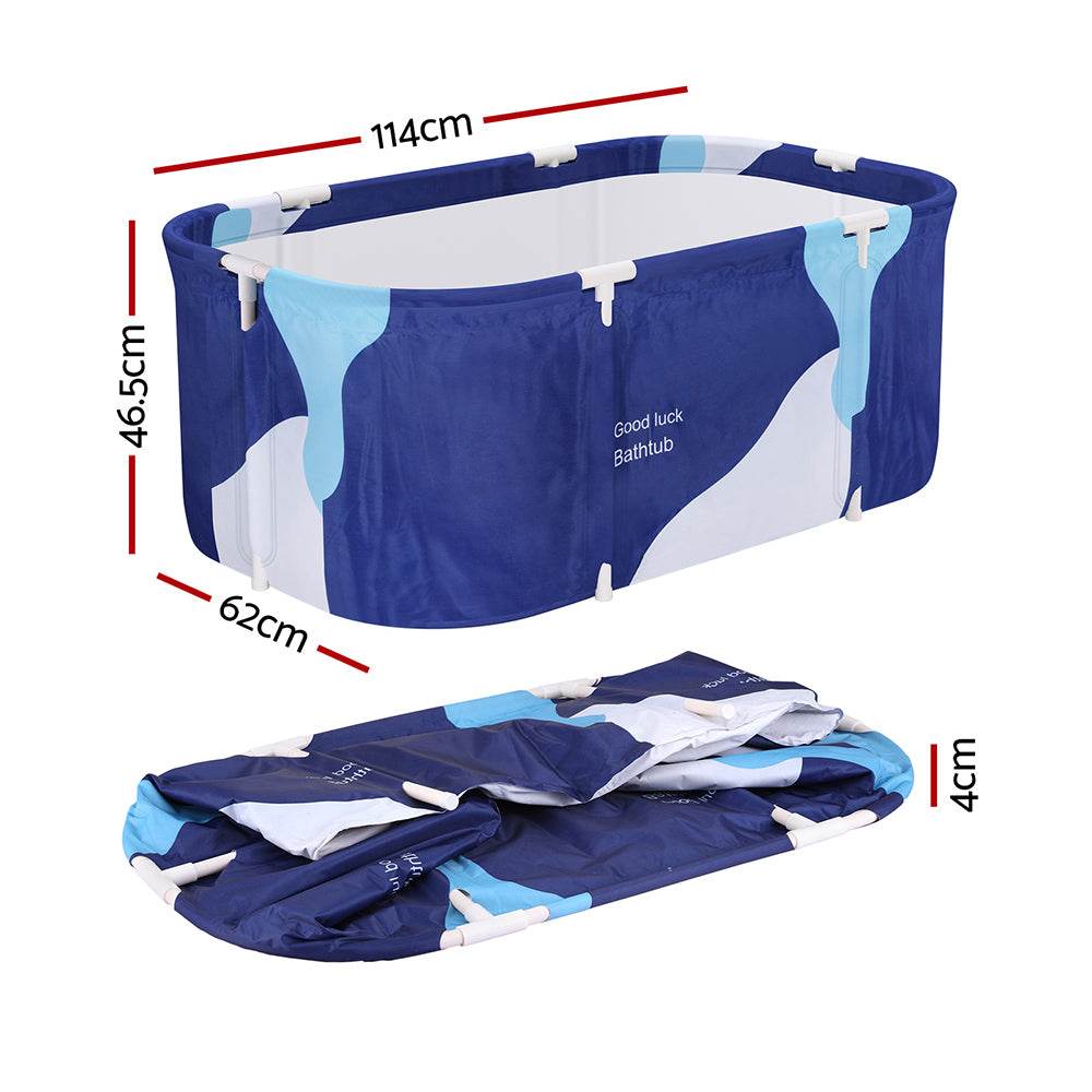 Weisshorn Foldable Bathtub PVC Spa Bucket Inflatable Cushion 114x62cm Navy Blue | Outdoorium