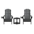 Gardeon Outdoor Table and Chairs HDPE Folding Adirondack Beach Chair Patio Furniture Black