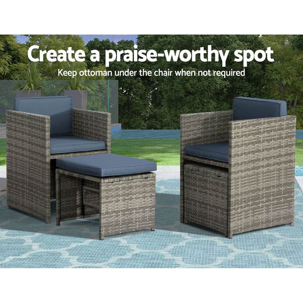 Gardeon Outdoor Dining Set 11 Piece Wicker Table Chairs Setting Grey - Outdoorium