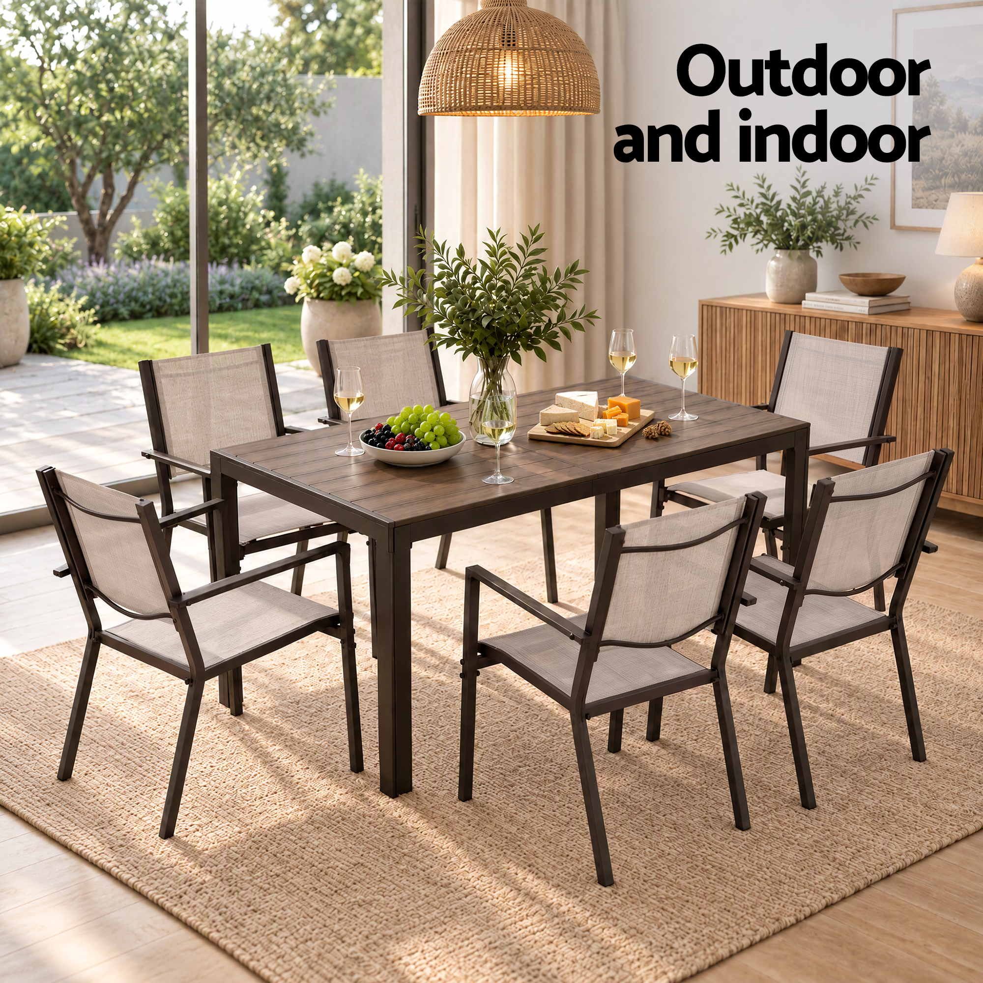 Gardeon 7-piece dining set dimensions and features