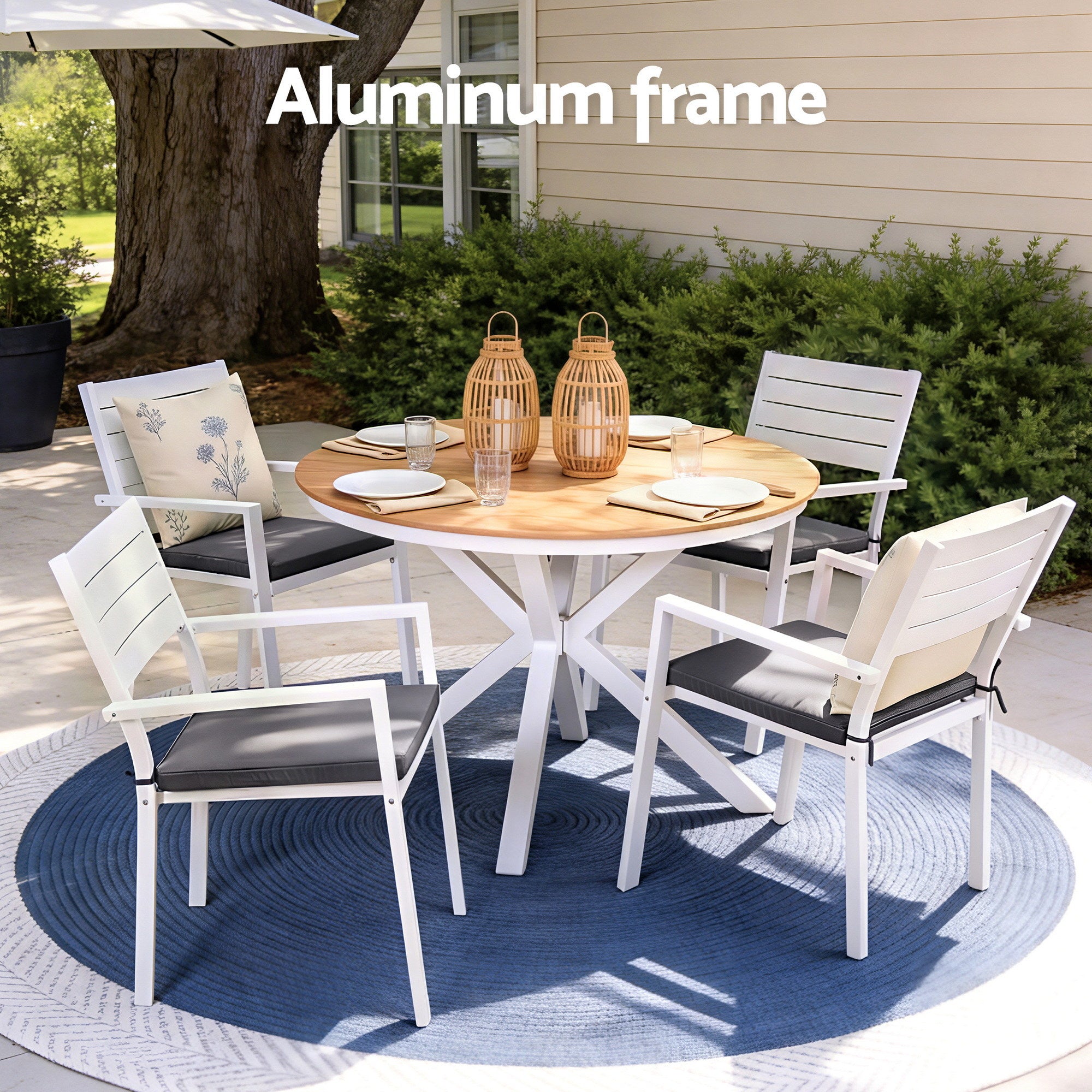Gardeon Outdoor Dining Set 5 Piece Aluminum WPC Tabletop Patio Furniture
