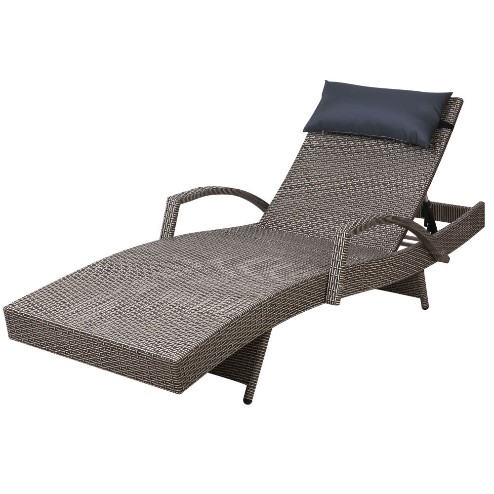 Side View of Gardeon Grey Wicker Sun Lounge