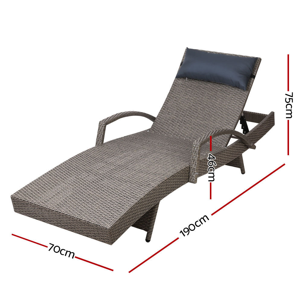 Grey and Beige Wicker Outdoor Day Bed