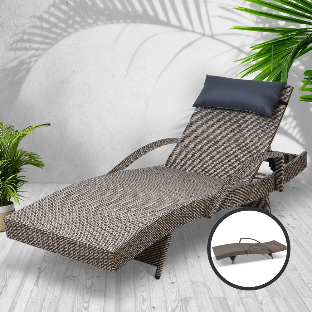 Relaxing Outdoor Chaise Lounge - Grey and Beige