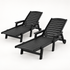 Gardeon HDPE sun loungers with wheels set of 2 black - image 8