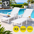 Gardeon HDPE sun loungers with wheels set of 2 white