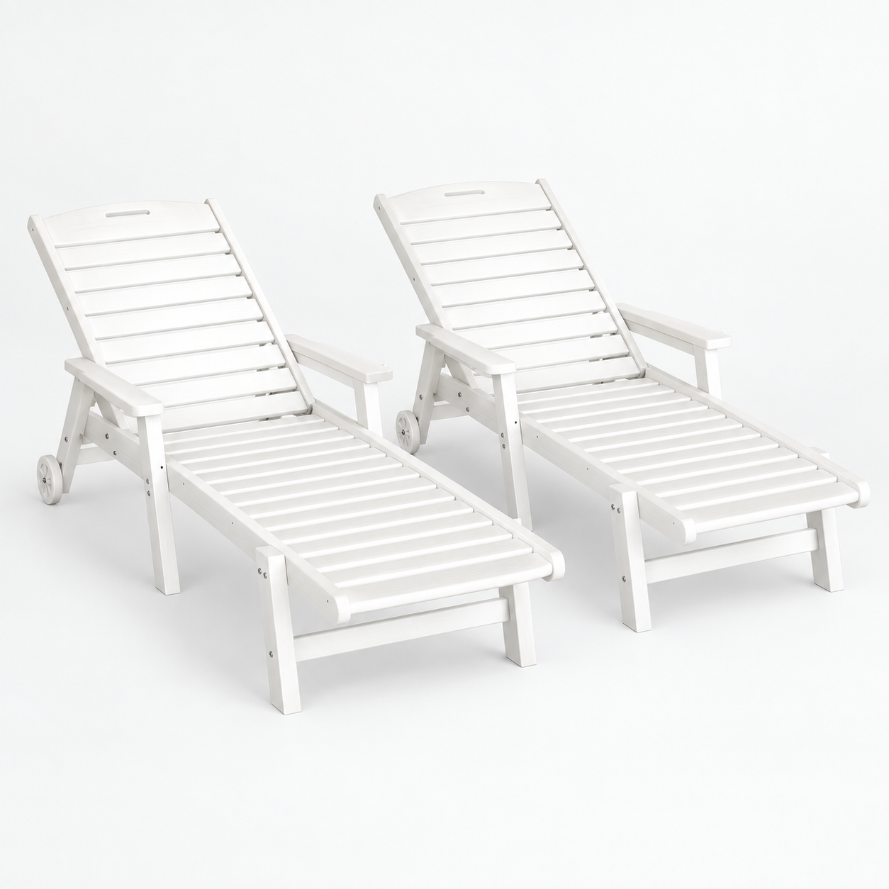 Gardeon HDPE sun loungers with wheels set of 2 white - image 3