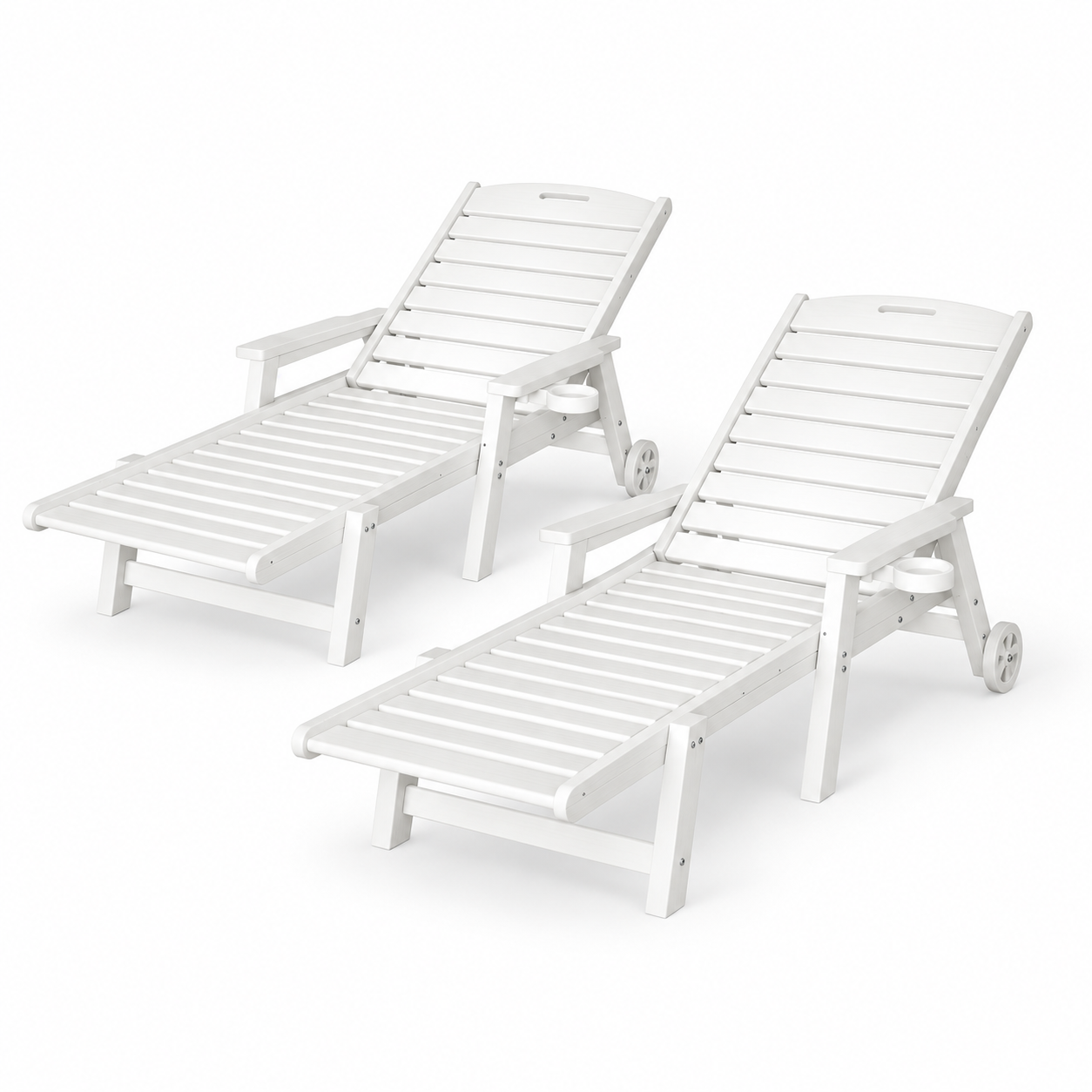 Gardeon HDPE sun loungers with wheels set of 2 white - image 8
