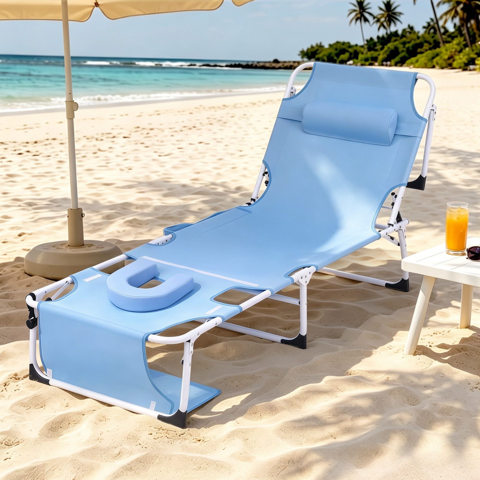 Gardeon 5-position folding sun lounger blue