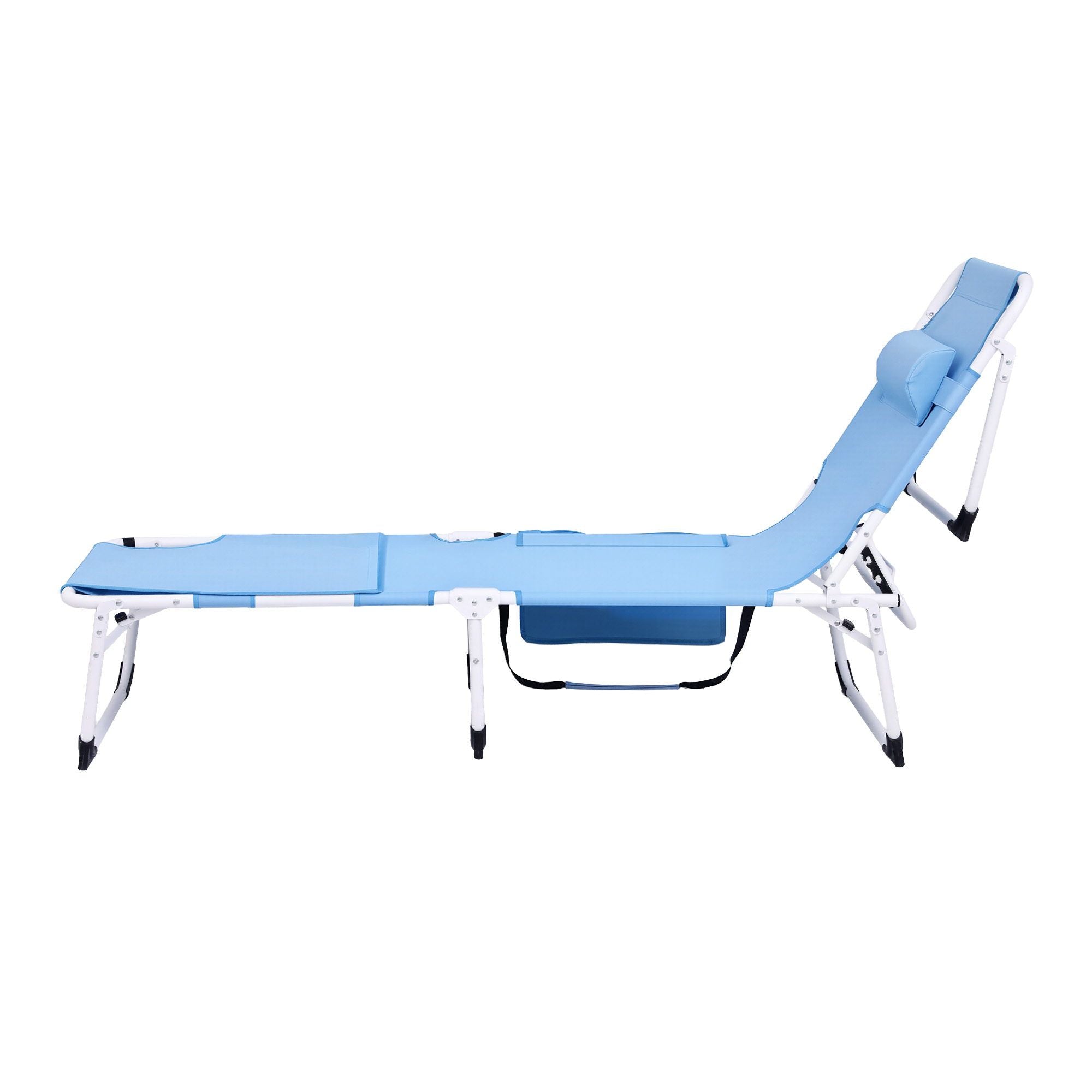 Gardeon 5-position folding sun lounger blue - image 3