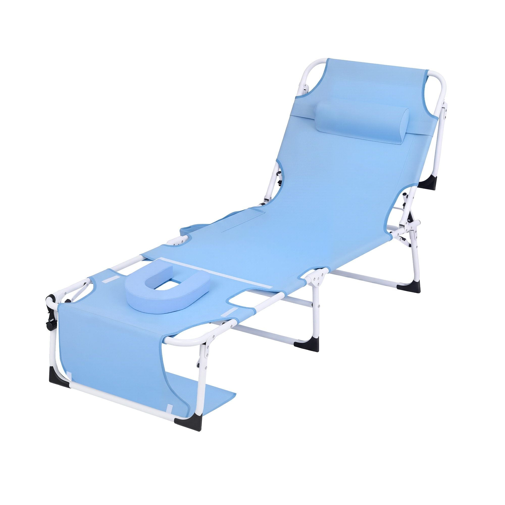 Gardeon 5-position folding sun lounger blue - image 9