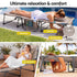 Gardeon 5-position folding sun lounger khaki - image 4