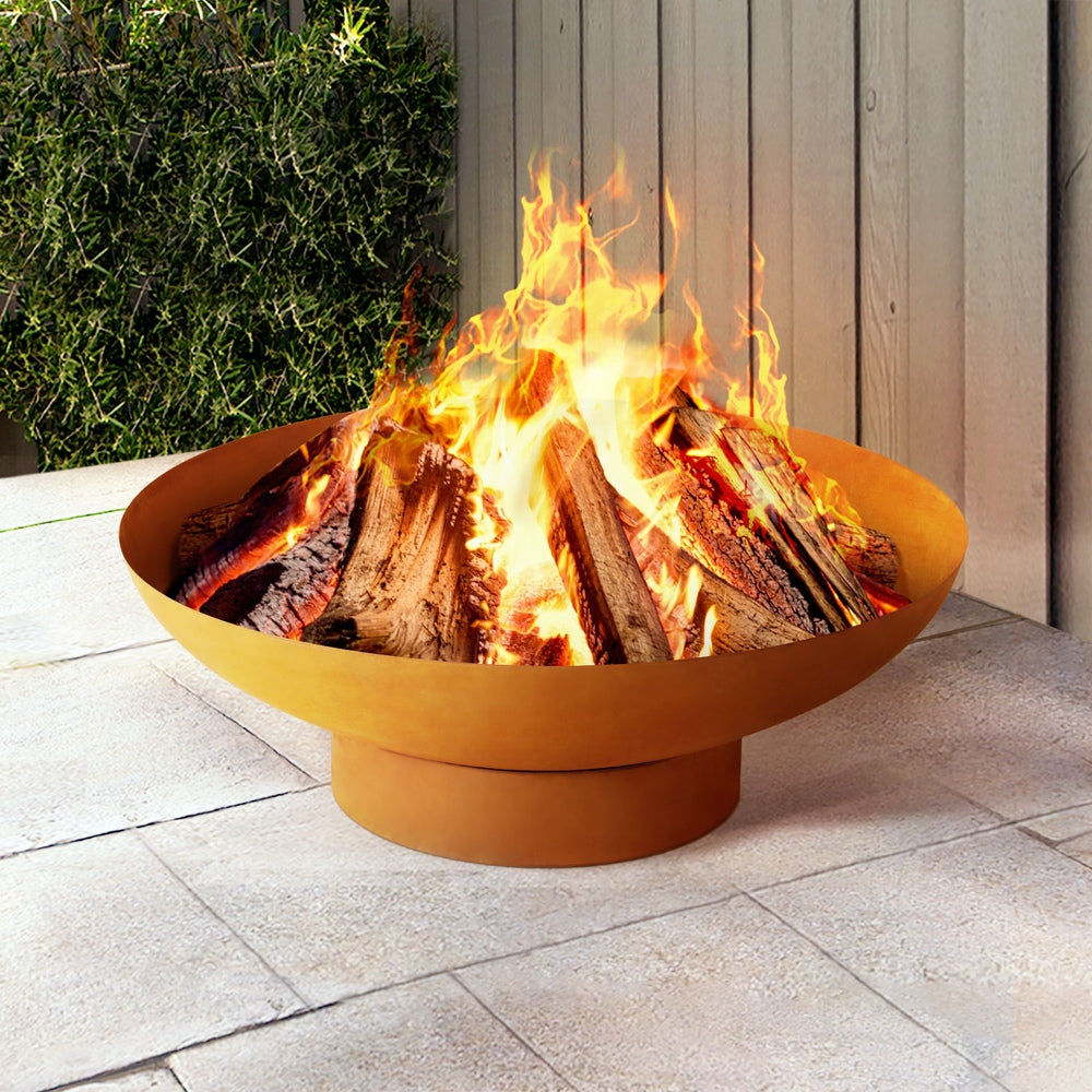 Grillz 80cm Rustic Iron Fire Pit Bowl