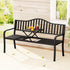 Gardeon Outdoor Garden Bench Seat Loveseat Steel Foldable Table Patio Furniture Black - Outdoorium