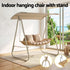 Gardeon 2-Seater Rattan Outdoor Swing Chair with Canopy – Beige – view 4
