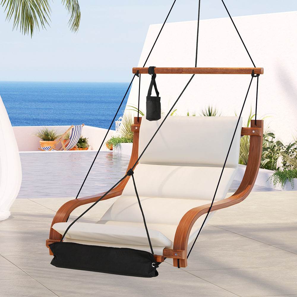 Gardeon Hammock Chair Wooden Hanging Indoor Outdoor Lounge Patio - Outdoorium