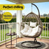 Gardeon Outdoor Egg Swing Chair Wicker Rattan Furniture Pod Stand Cushion Latte
