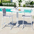 Gardeon 3PC Outdoor Bar Set Stools Dining Chairs Table Patio Furniture Bistro Set Steel White