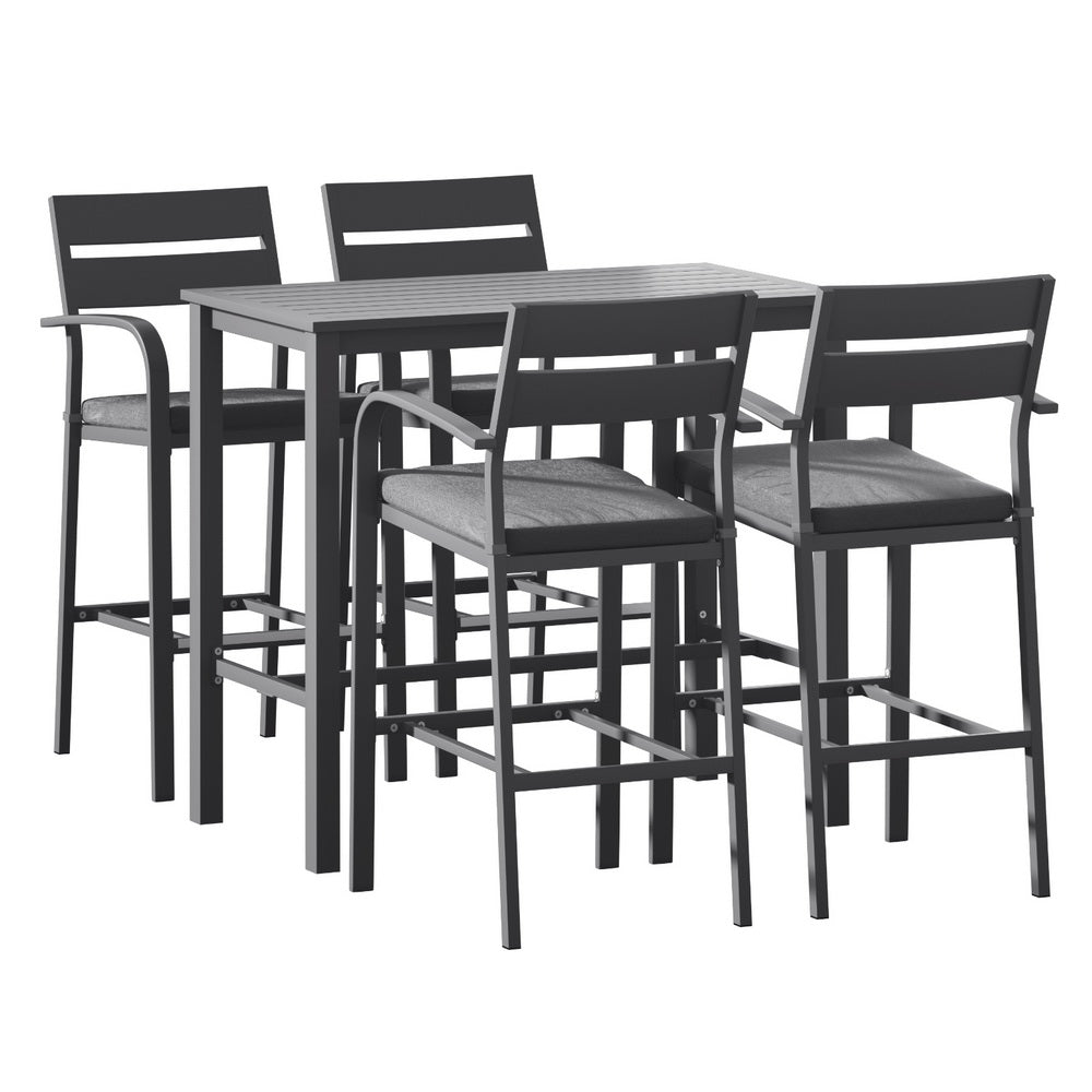 Gardeon Outdoor Bar Set 5-Piece Patio Dining Chairs Aluminium Table Stools