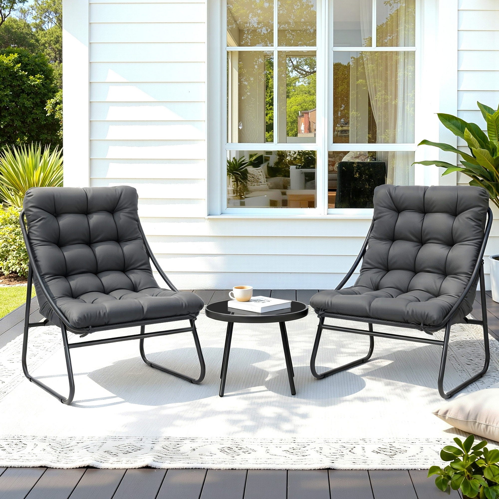 Gardeon 3-Piece Outdoor Bistro Set – Black & Grey