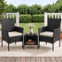 Gardeon 3PC Outdoor Bistro Set Patio Furniture Wicker Chairs Table Cushion Black