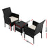 Gardeon 3PC Outdoor Bistro Set Patio Furniture Wicker Chairs Table Cushion Black