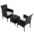 Gardeon 3PC Outdoor Bistro Set Patio Furniture Wicker Chairs Table Cushion Black