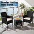 Gardeon 3PC Outdoor Bistro Set Patio Furniture Wicker Chairs Table Cushion Black