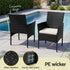 Gardeon 3PC Outdoor Bistro Set Patio Furniture Wicker Chairs Table Cushion Black