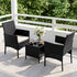 Gardeon 3PC Outdoor Bistro Set Patio Furniture Wicker Chairs Table Cushion Black