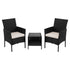 Gardeon 3PC Outdoor Bistro Set Patio Furniture Wicker Chairs Table Cushion Black