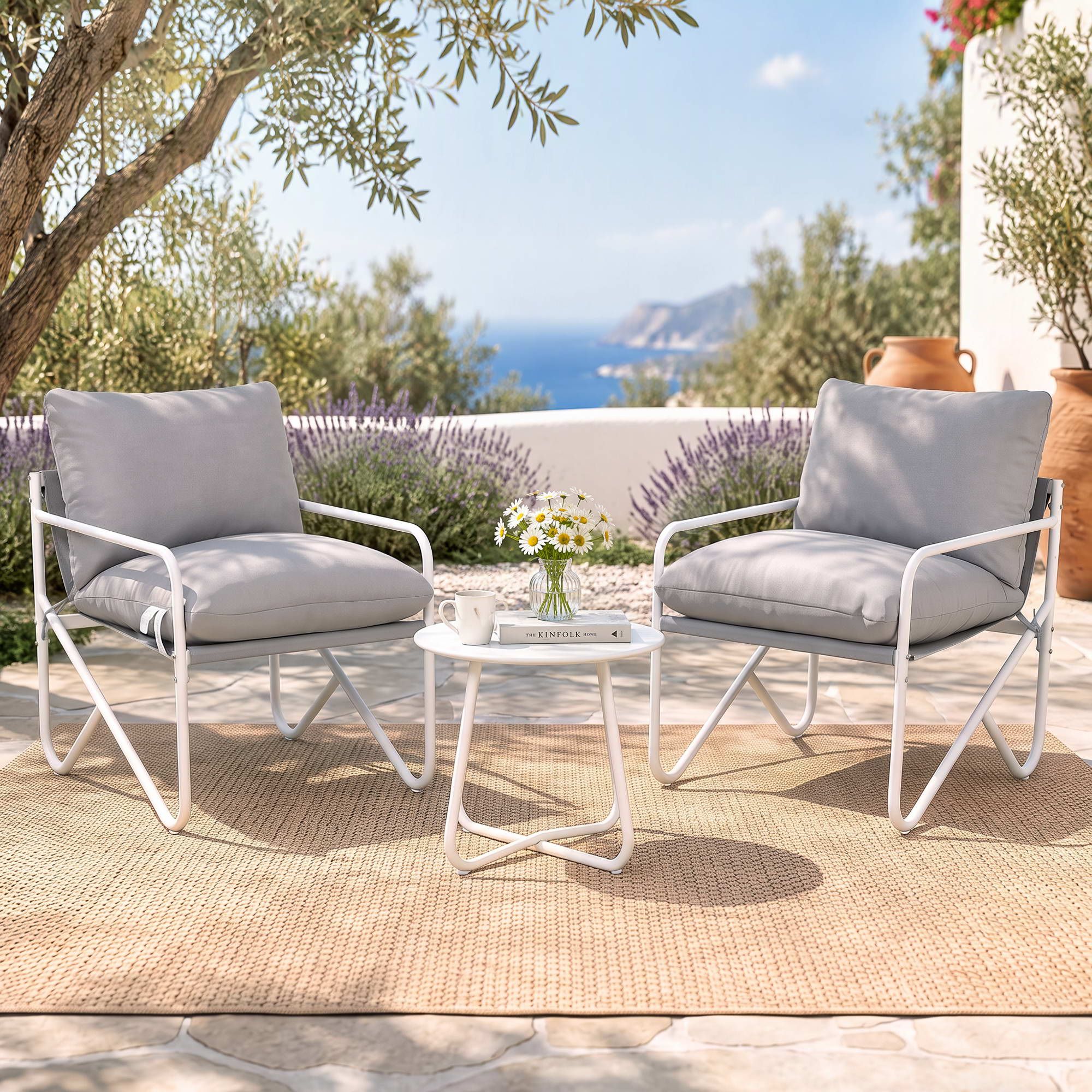 Gardeon 3-piece outdoor bistro set in grey