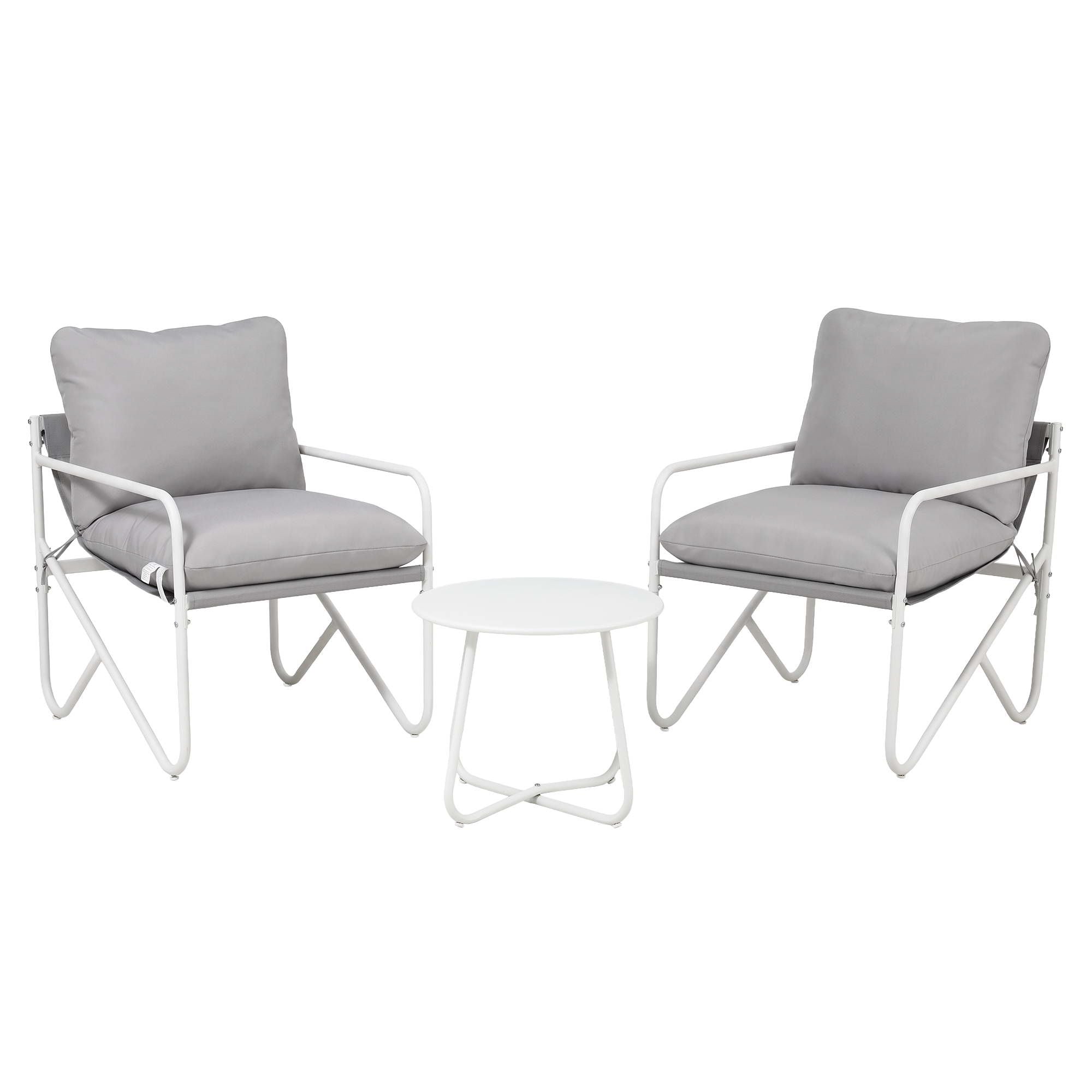 Gardeon grey bistro set with two armchairs and table