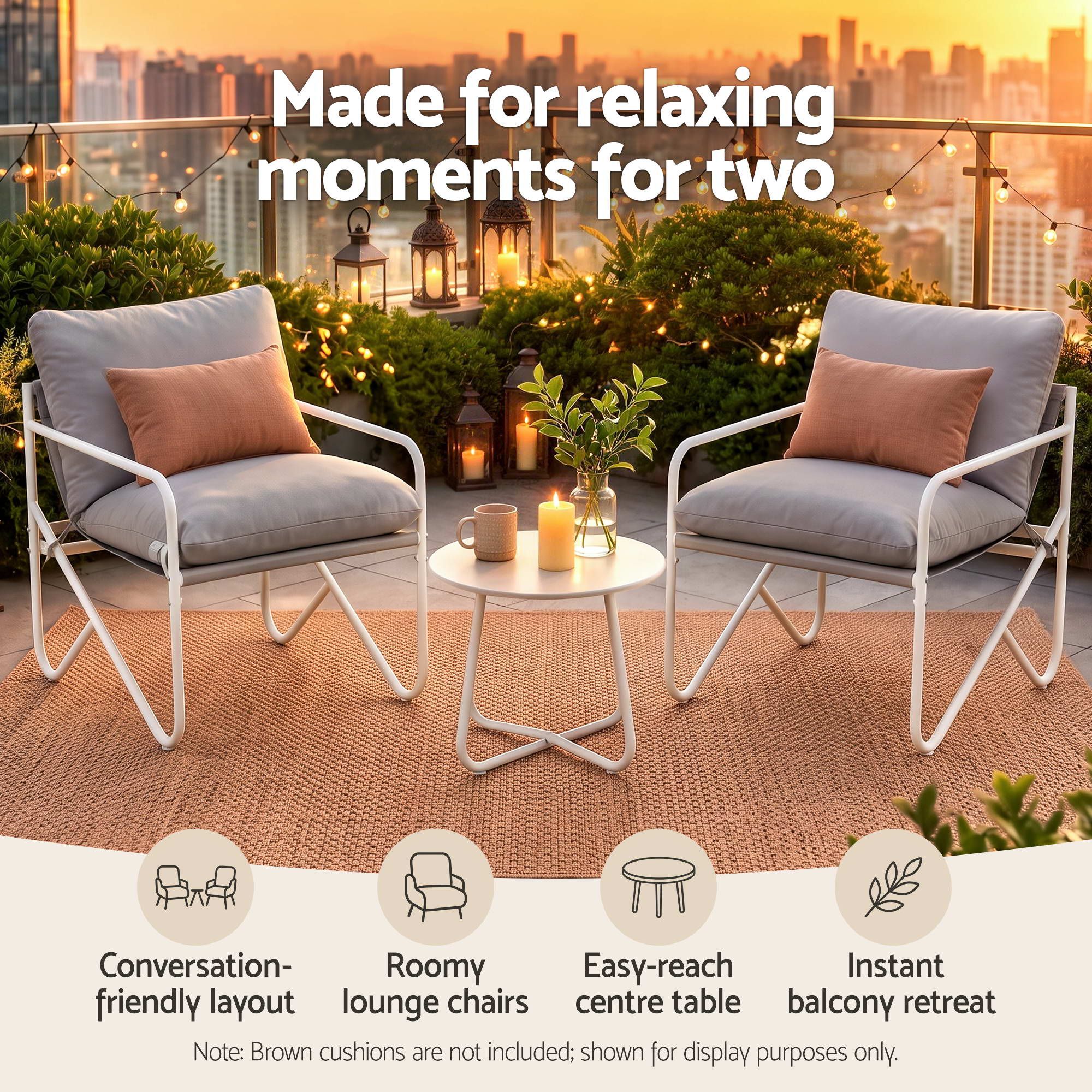Gardeon 3-piece patio bistro furniture