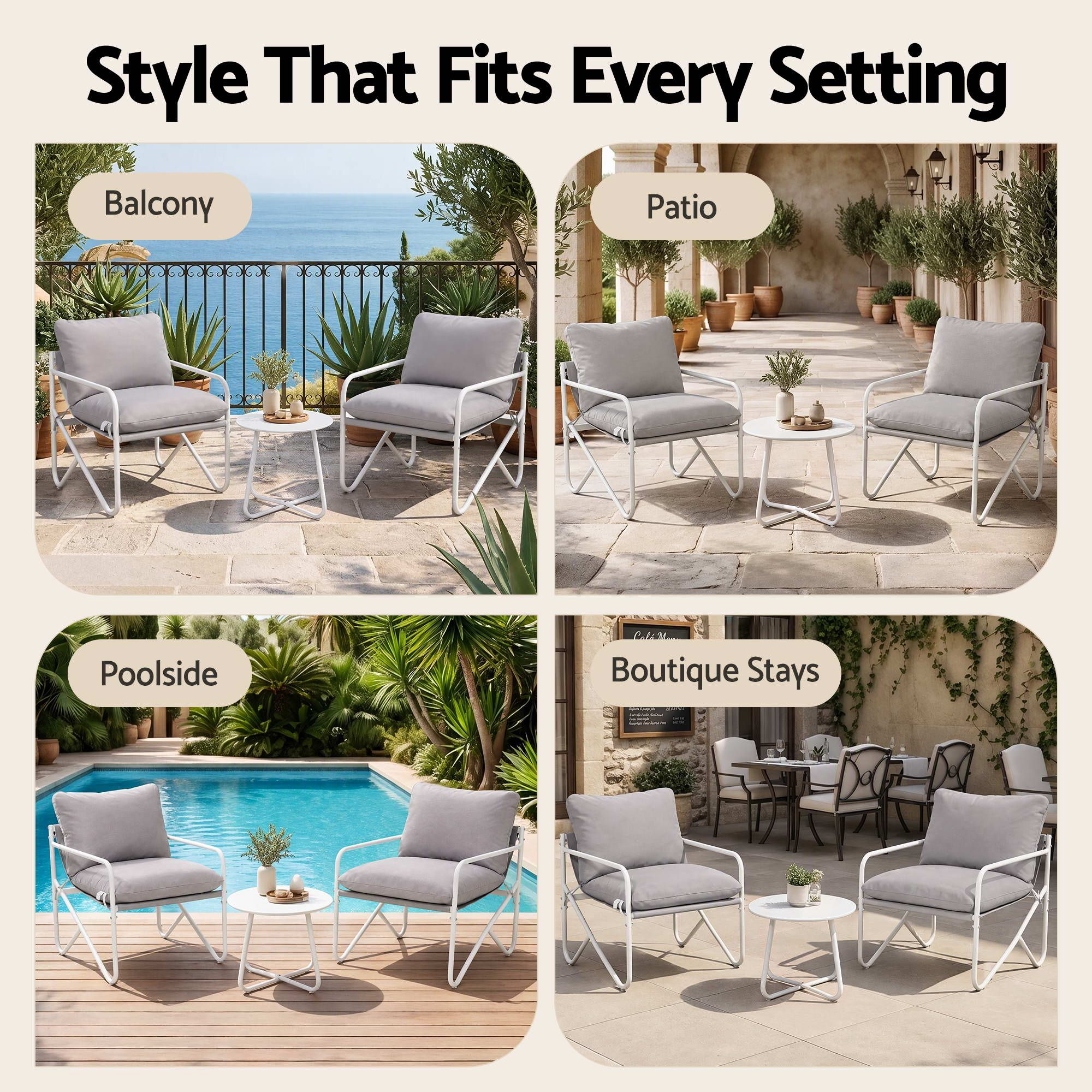 Gardeon 3-piece bistro set dimensions and features