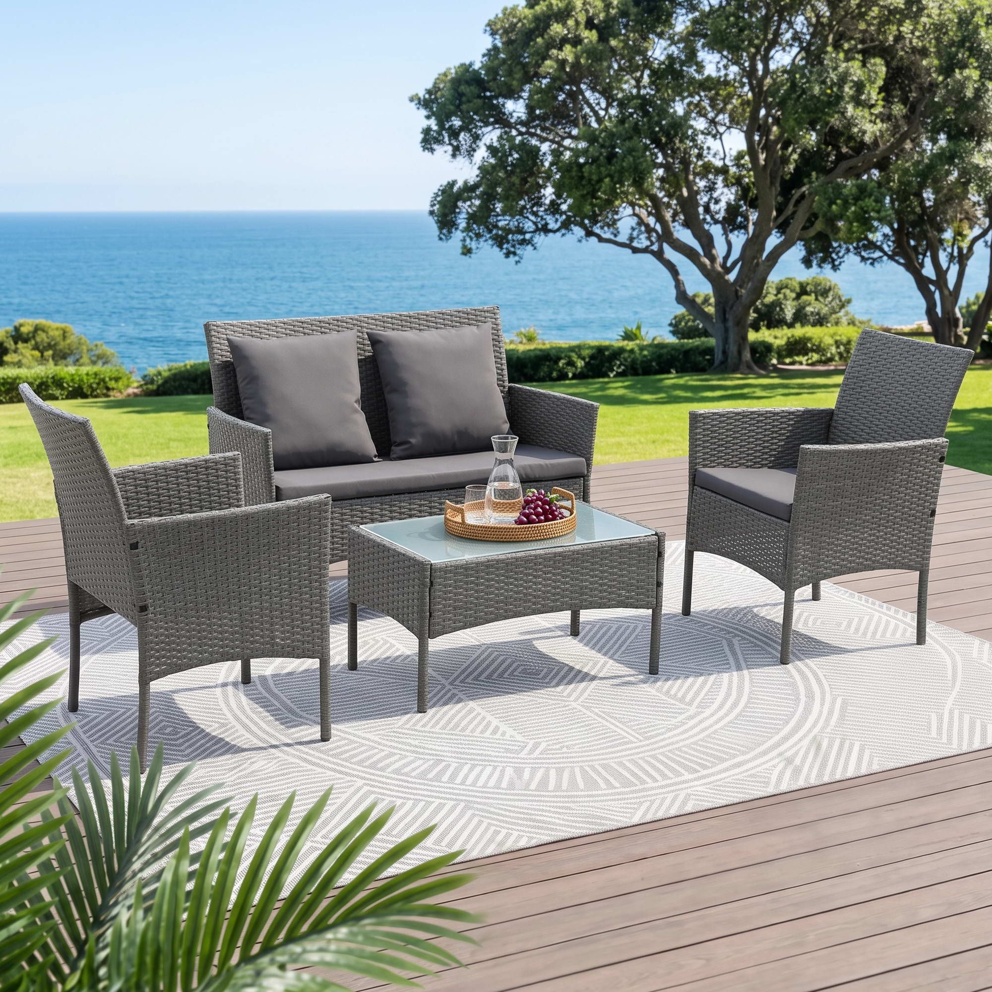 Gardeon 4-Piece Rattan Outdoor Sofa Set – Grey