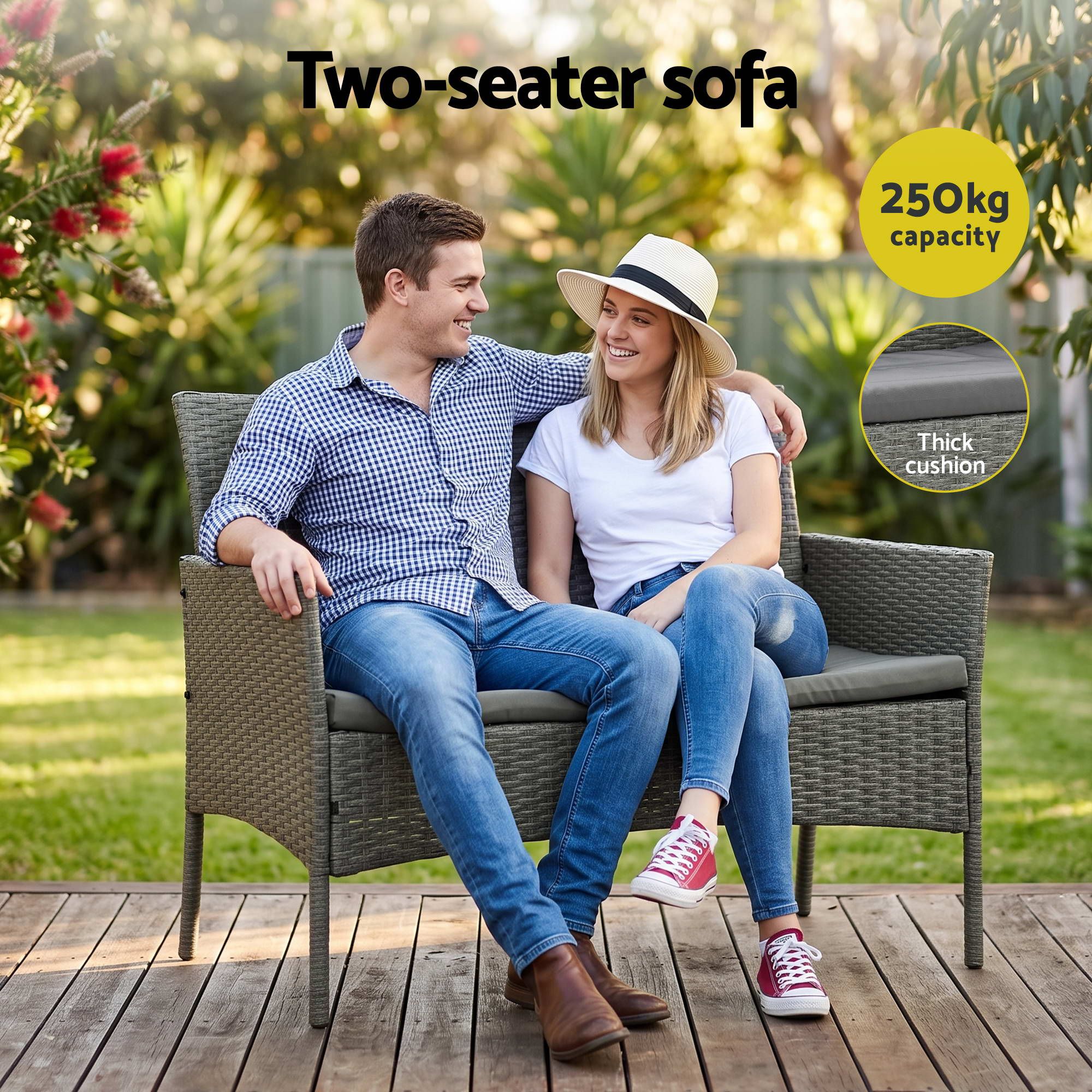 Gardeon 4-Piece Rattan Outdoor Sofa Set – Grey – view 5