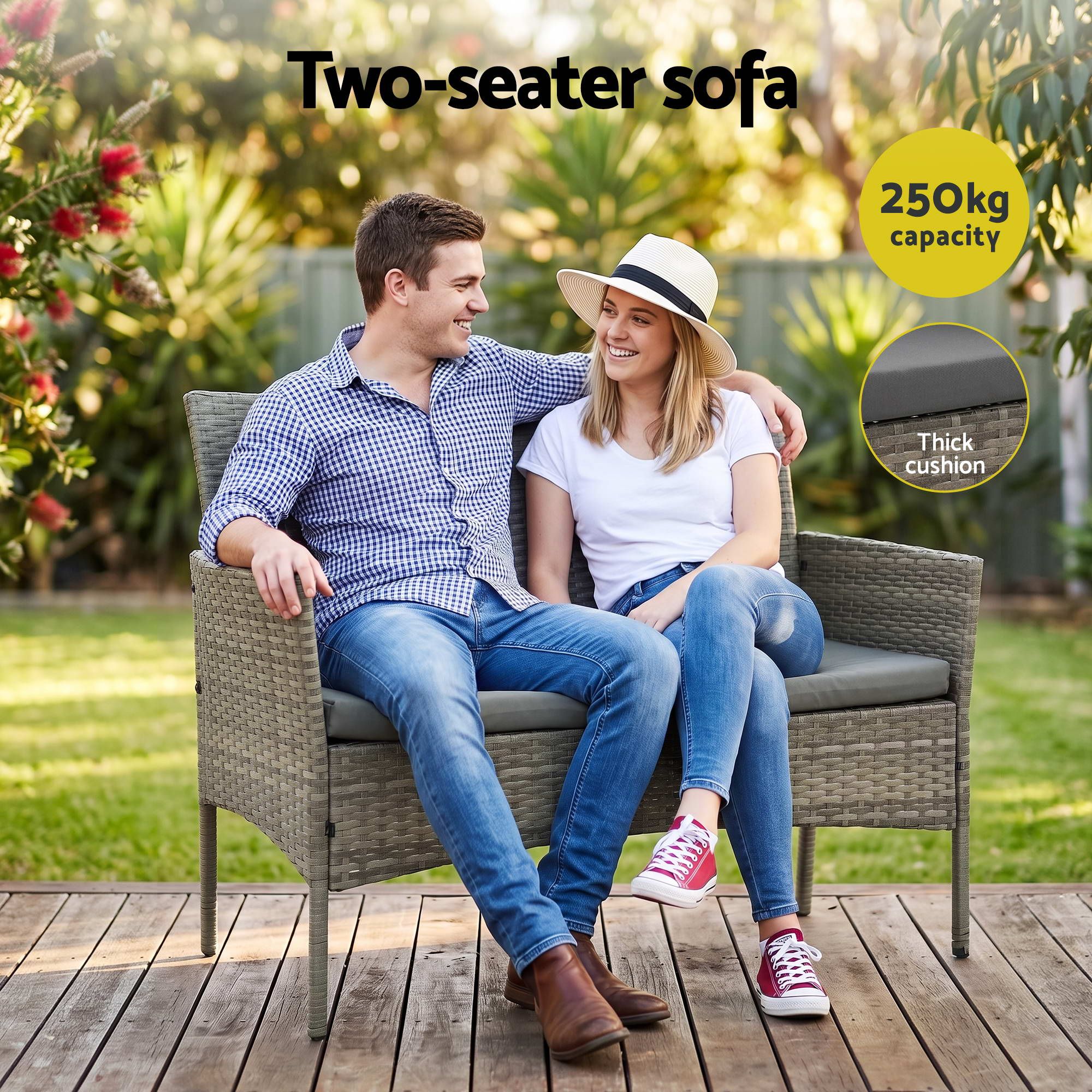 Gardeon 4-Piece Rattan Outdoor Sofa Set – Mixed Grey – view 5