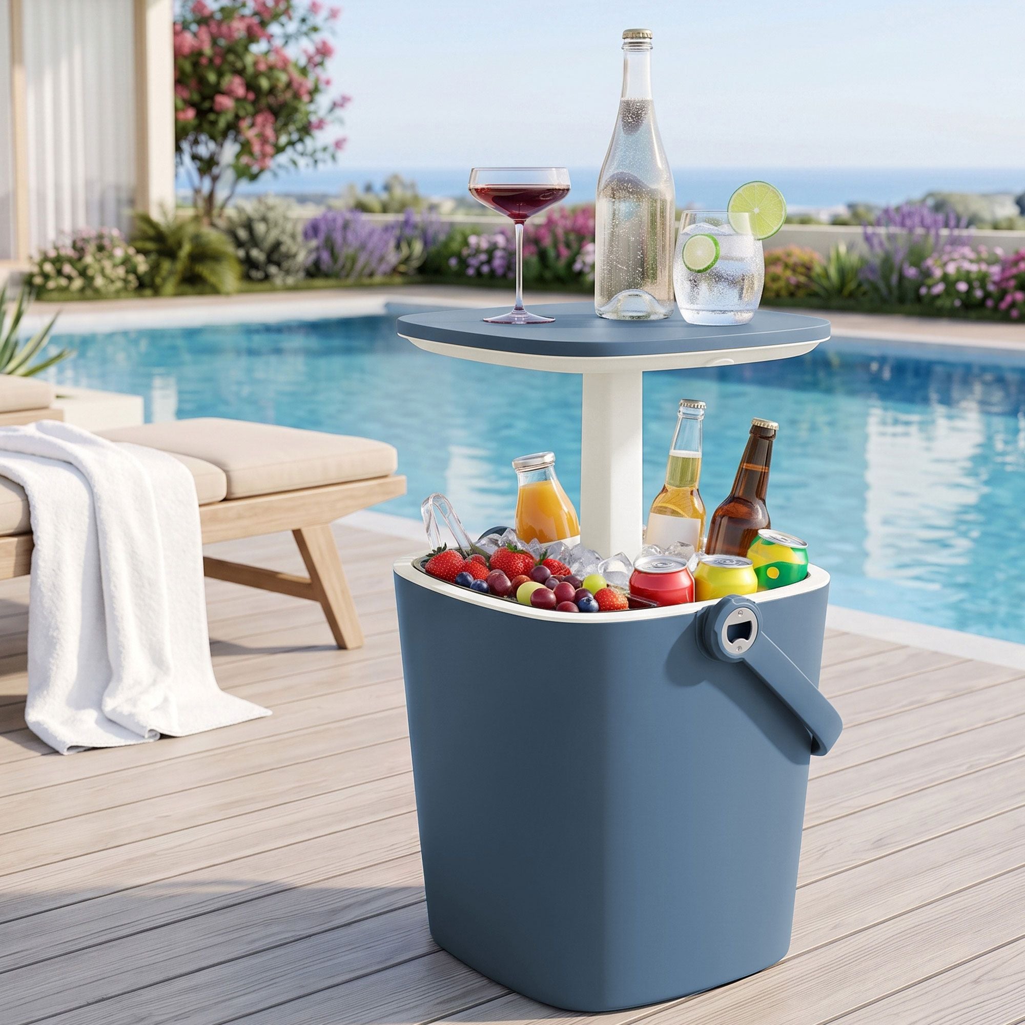 Gardeon 15L 2-in-1 cooler bar table blue
