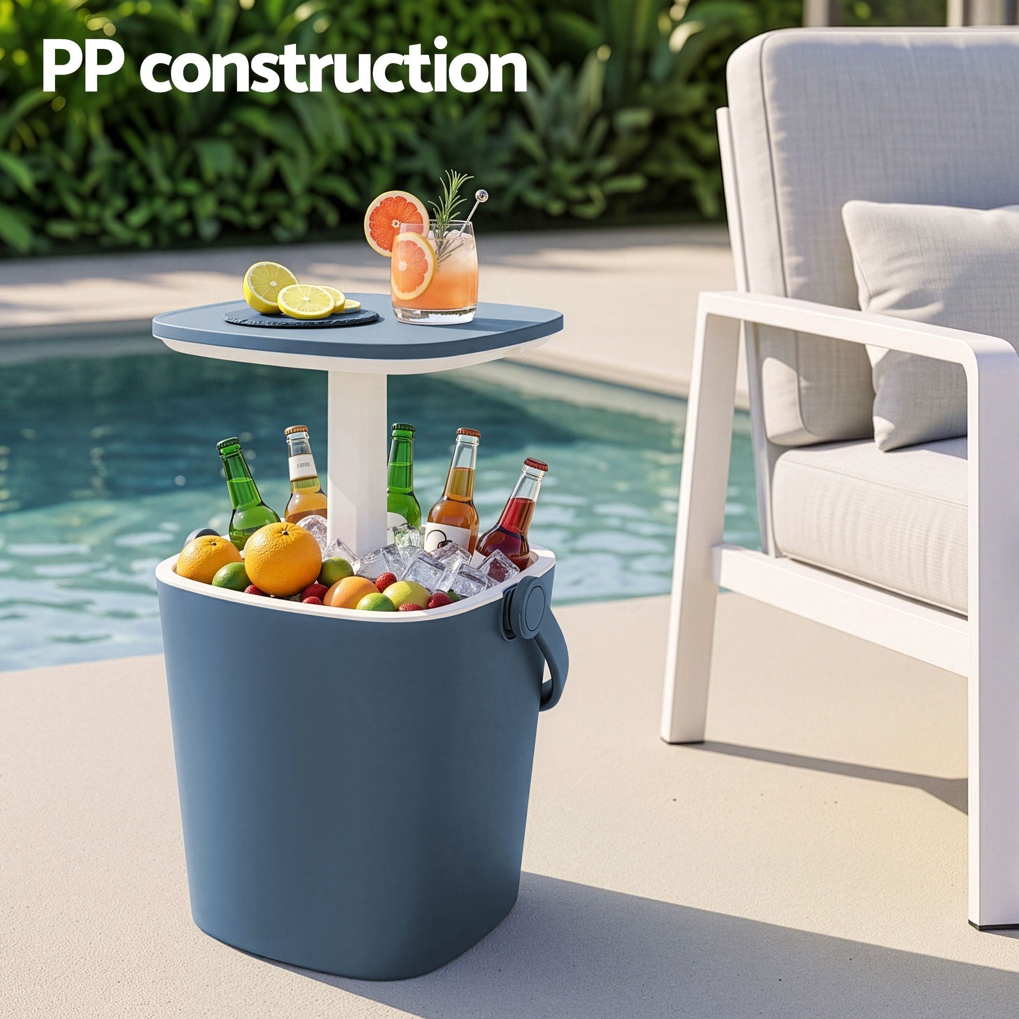 Gardeon 15L 2-in-1 cooler bar table blue - image 4