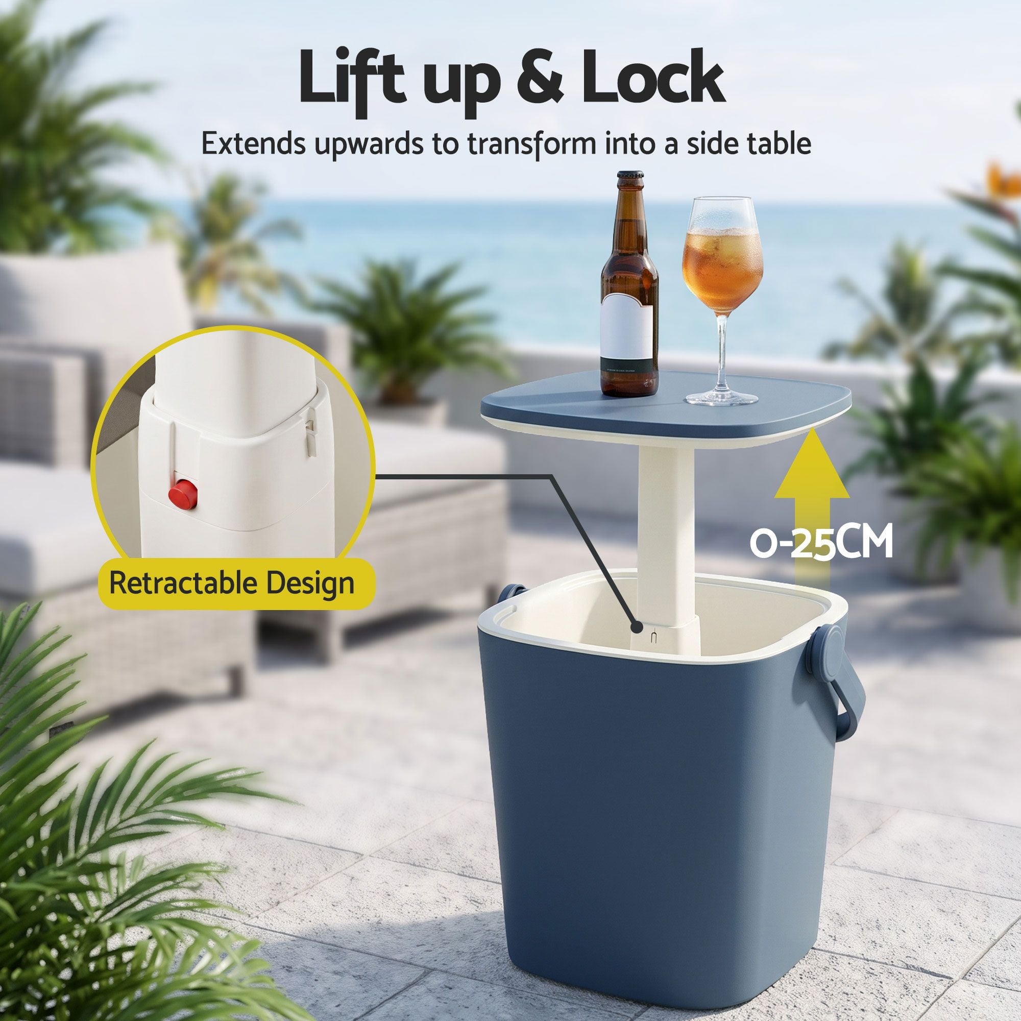 Gardeon 15L 2-in-1 cooler bar table blue - image 6