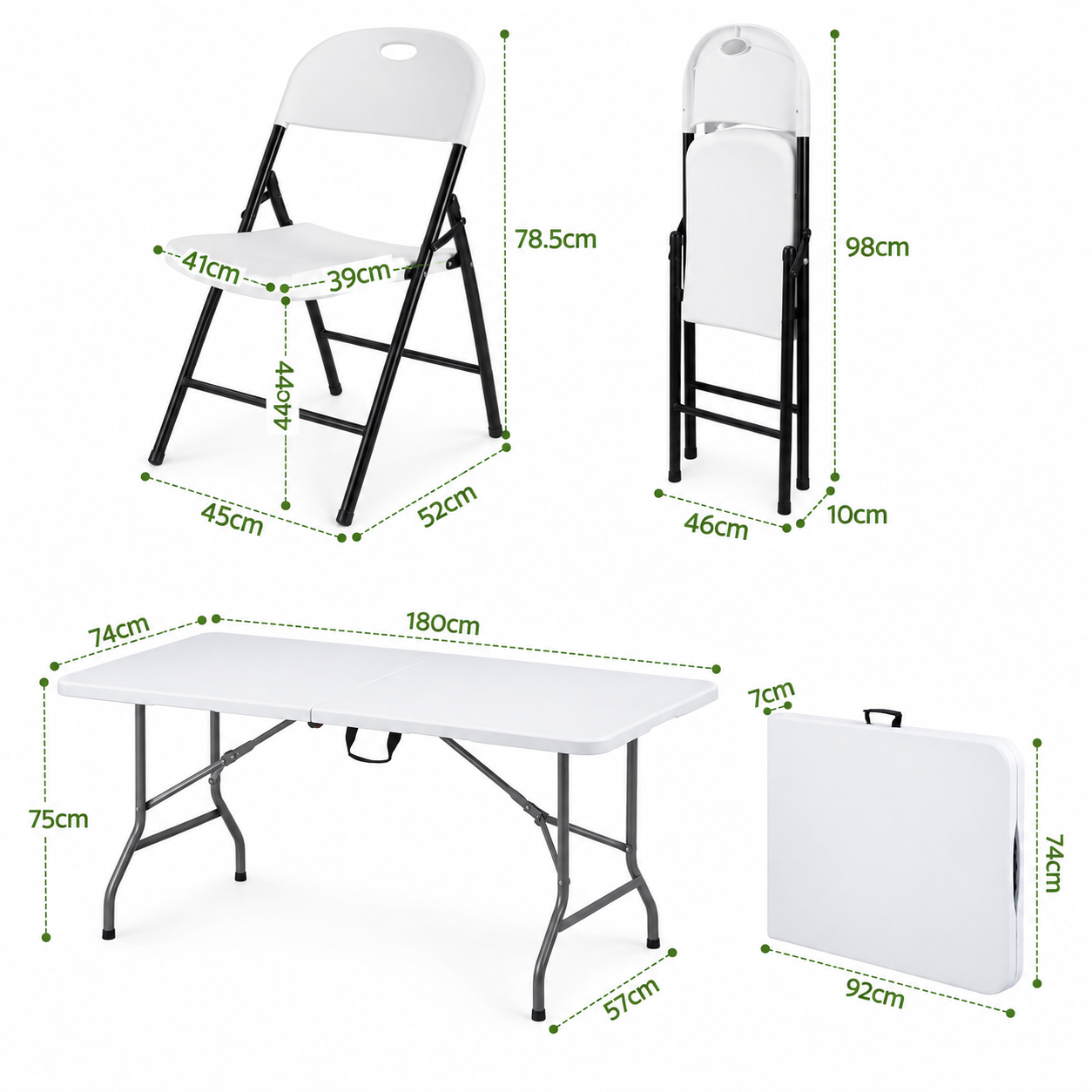Gardeon 9-piece white folding outdoor dining set – product image 2