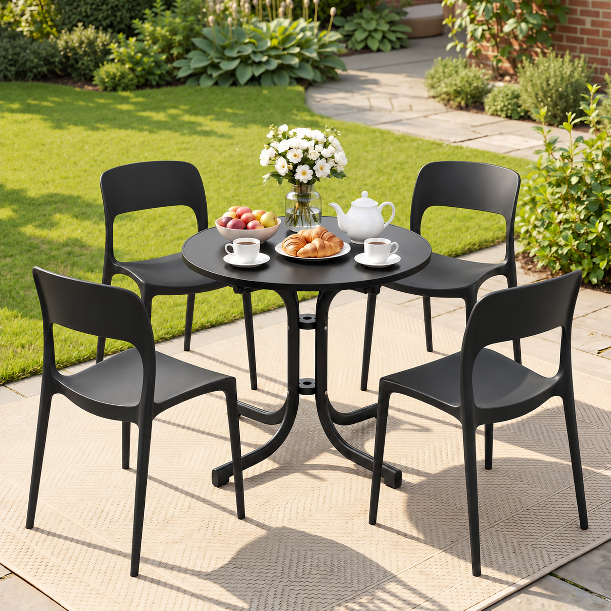 Gardeon 5-piece outdoor dining set in black