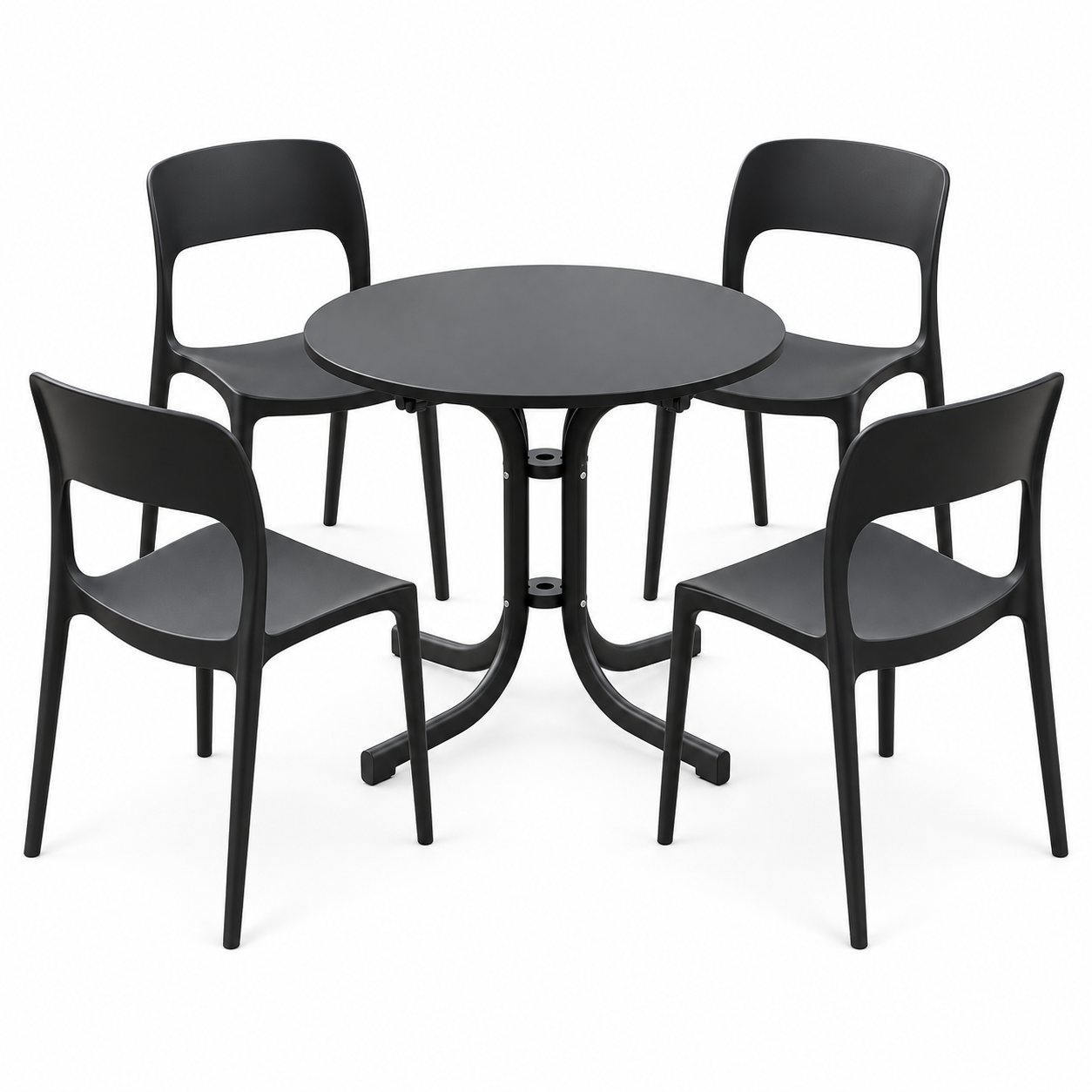Gardeon black outdoor dining table and four chairs