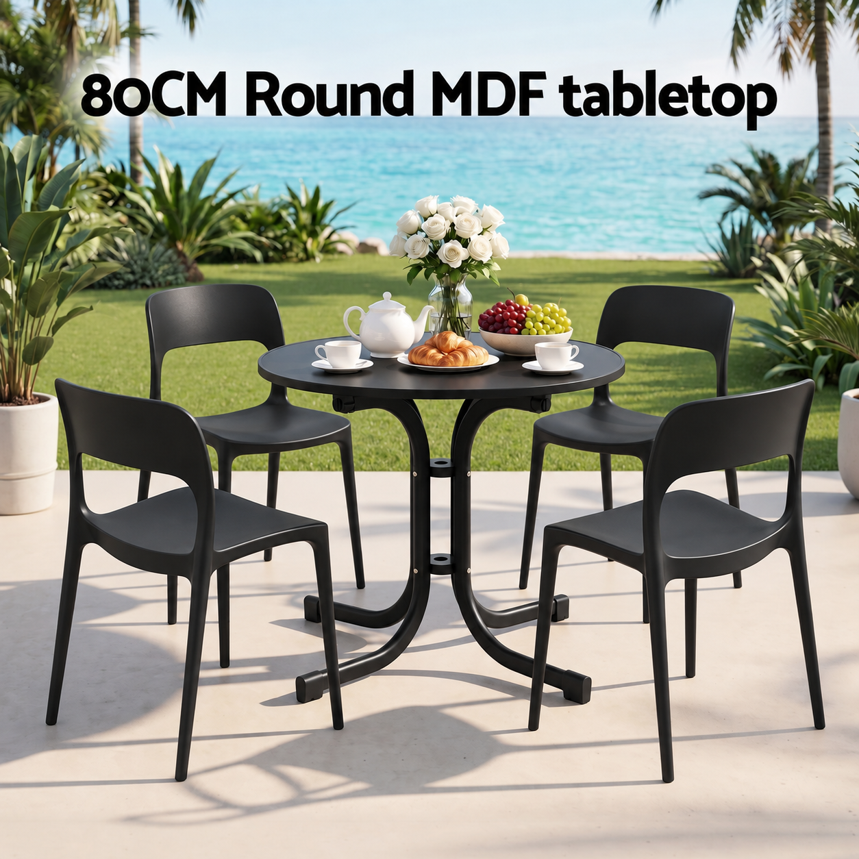 Gardeon stackable black outdoor dining chairs