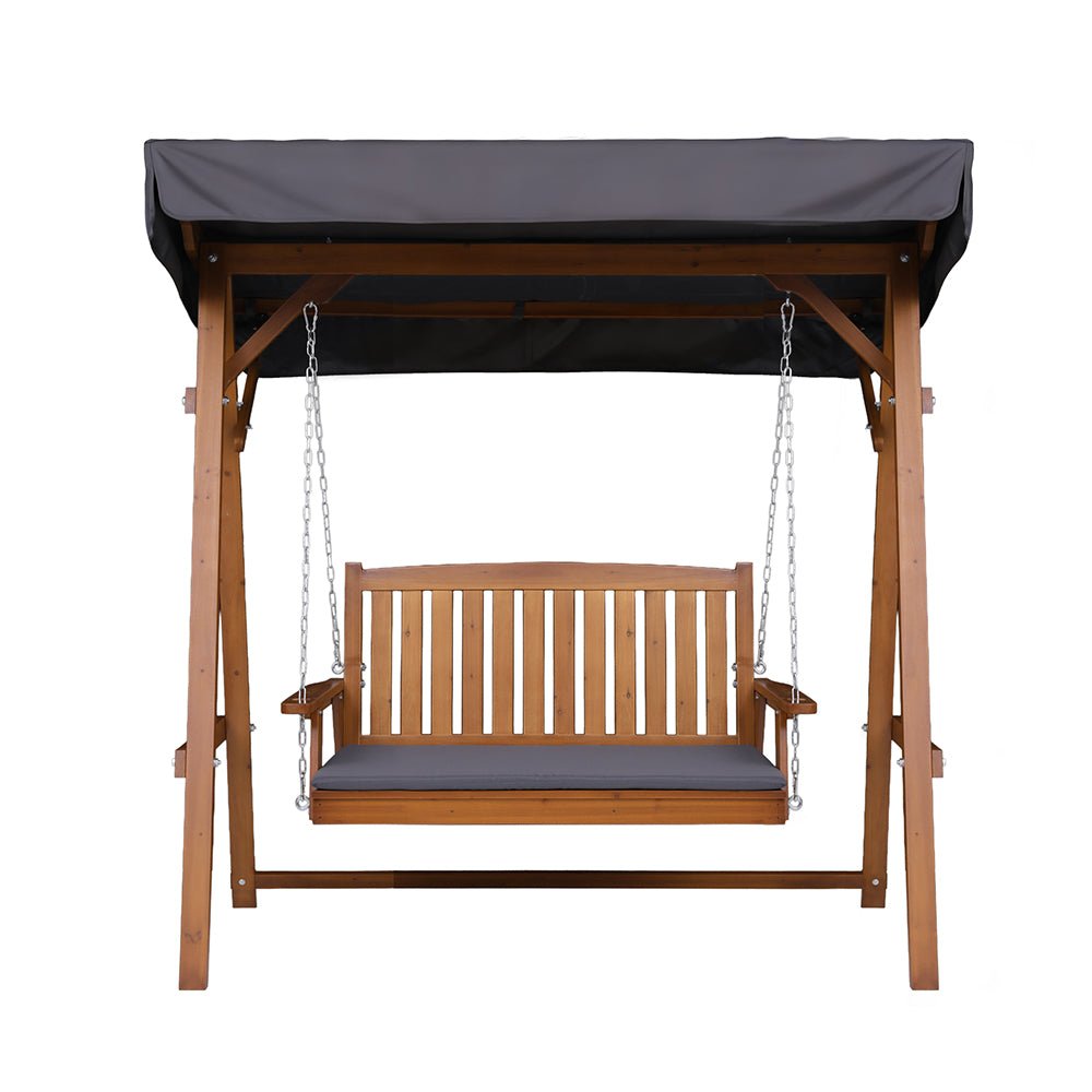 Swing Chair Wooden Garden Bench Canopy 2 Seater Outdoor Furniture