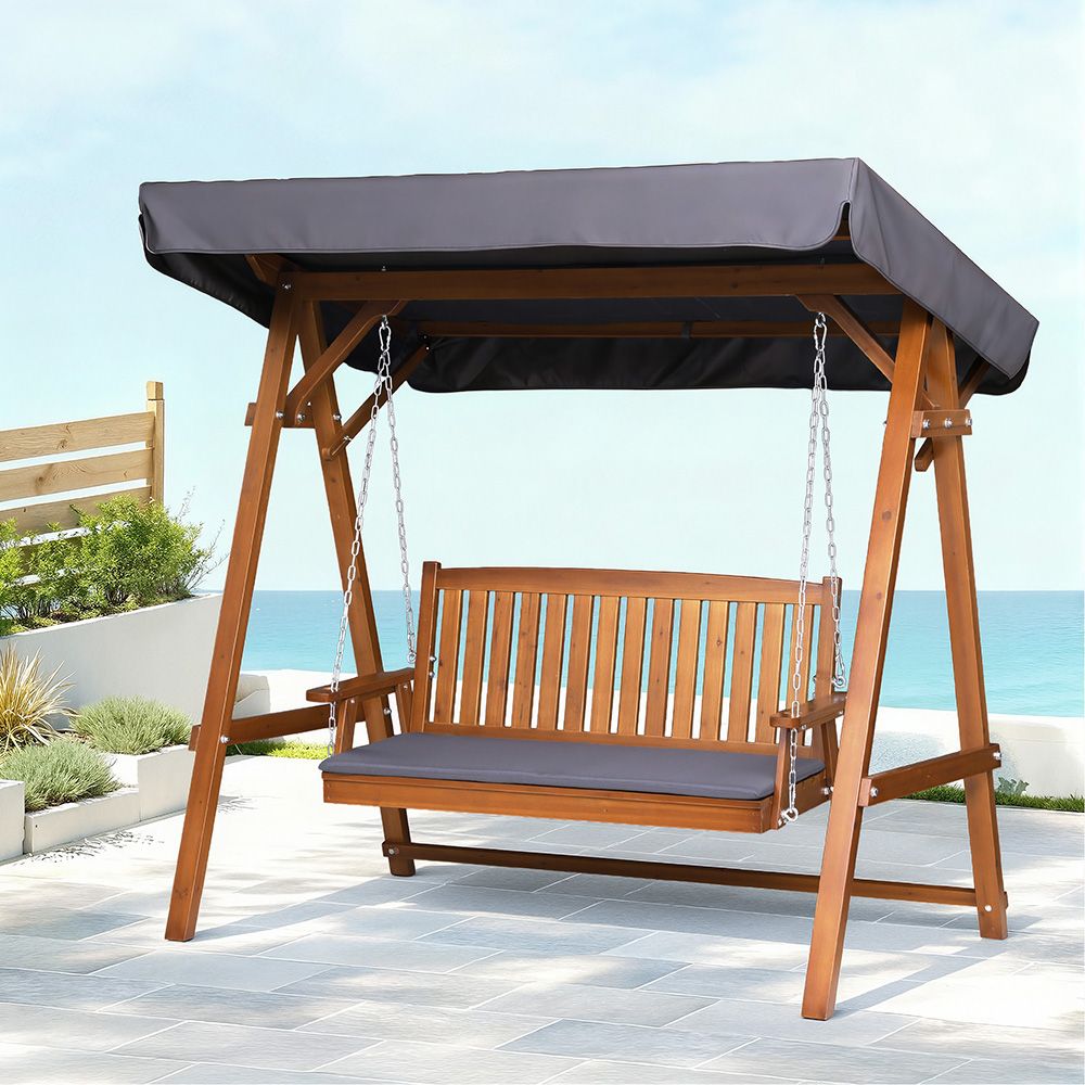 3 Seater Gardeon Outdoor Swing Wooden Chair Green