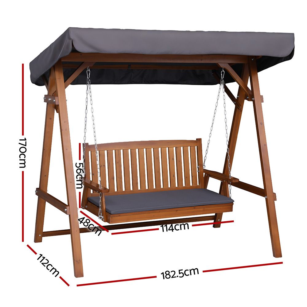 3 Seater Gardeon Outdoor Swing Wooden Chair Green