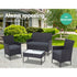 Tempered Glass Table Top - Black Rattan Set